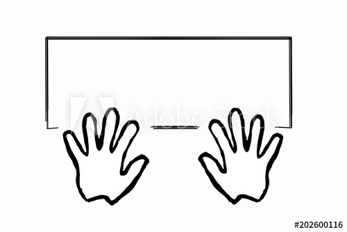 500x334 Hands On Computer Keyboard Flat Design Silhouette Vector