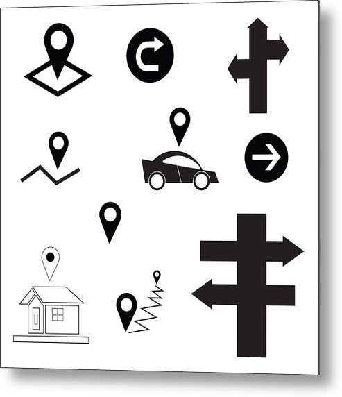 493x572 Vector Set With Map Sign, Arrow, Car, House, Direction Signpost