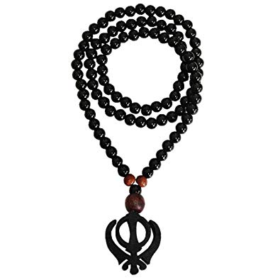 395x395 Sikh Khanda Onyx Beads Mala
