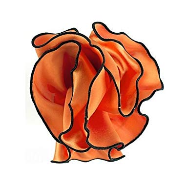 385x383 pocket square round handkerchief orange silk black border