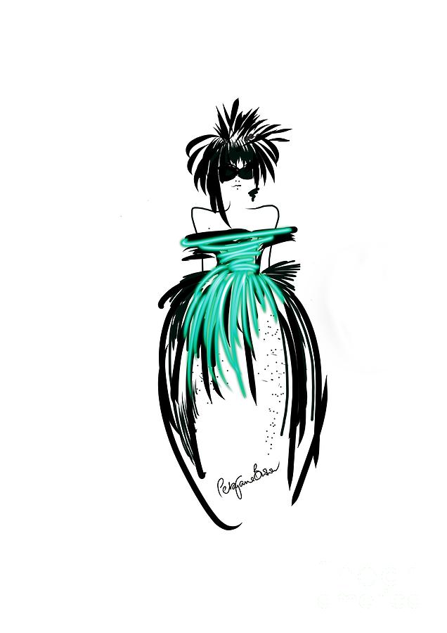 636x900 Rock Chick In Turquoise And Black And White Silk Couture