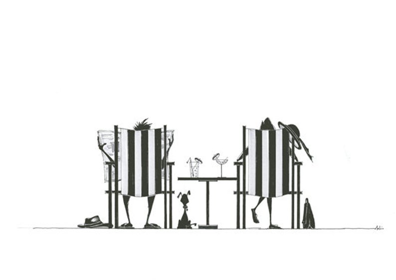 794x561 Summer Theme Art Print From The Original Ink Drawing Dog Art Etsy