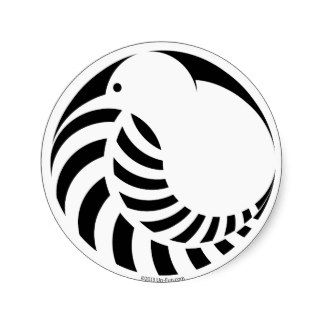 324x324 Nz Kiwi Silver Fern Emblem Round Sticker Tattoos Maori