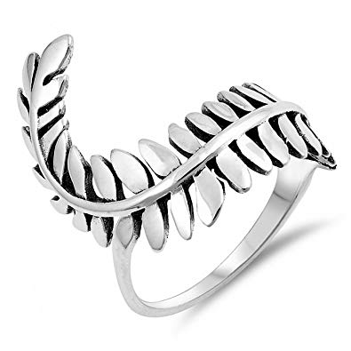 395x395 Fern Leaves Ring Womens Sterling Silver