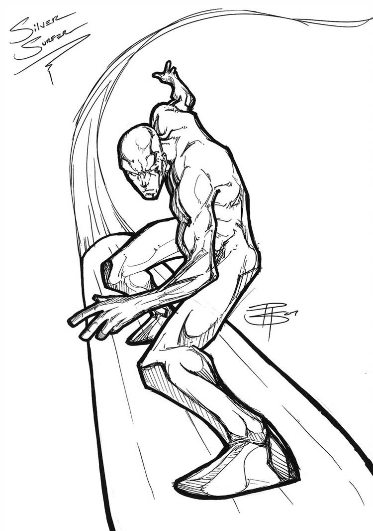 750x1065 Silver Surfer Gel Pen Drawing