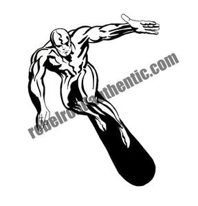 288x299 White Silver Surfer Vinyl Decal Rebel Rd Auth