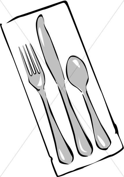 428x612 Cutlery On Napkin Church Food Clipart
