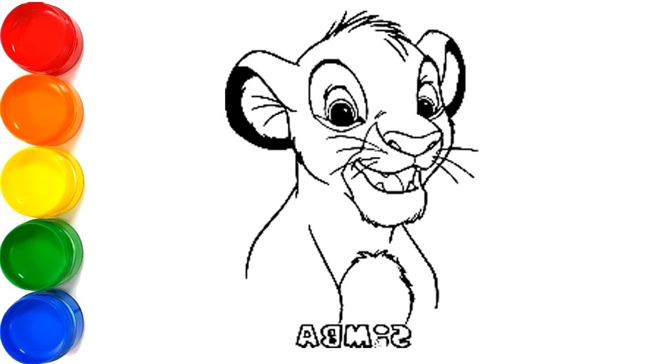 1280x720 Glittler Cute Simba Drawing And Coloring For Kids, Toddlers Learn