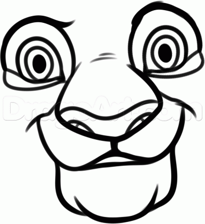 405x442 How To Draw Simba For Kids, Step