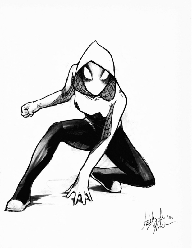 618x800 spider gwen, in andrew varcho's spider man sketchbook comic art