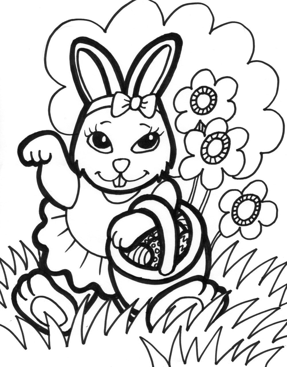 1000x1276 Simple Easter Coloring Pages Free Printable Bunny