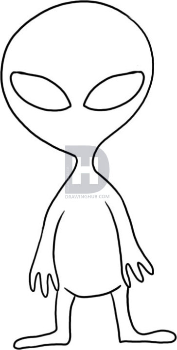 364x720 How To Draw A Cartoon Alien, Step