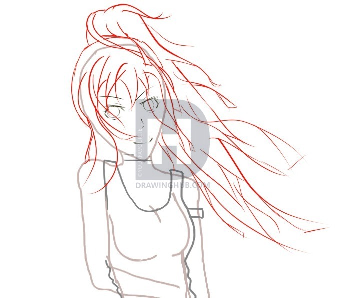 699x595 How To Draw A Simple Anime Girl, Step