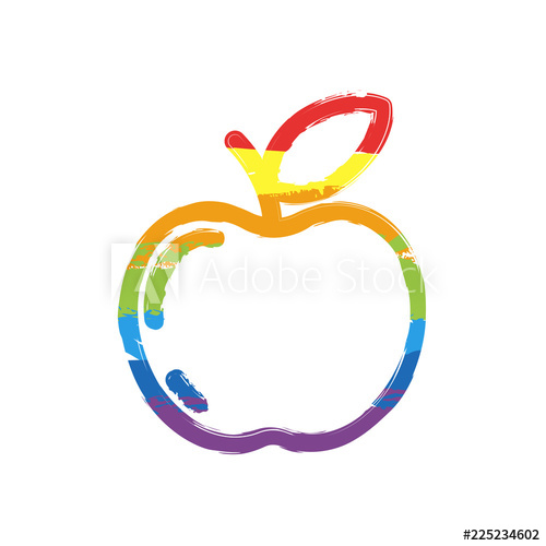 500x500 Simple Apple Icon Outline Silhouette Drawing Sign With Lgbt
