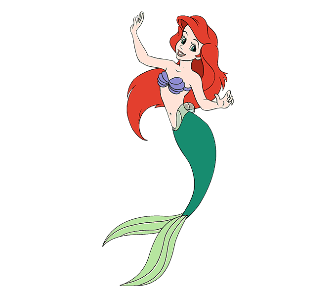 678x600 How To Draw Mermaid Ariel In A Few Easy Steps Easy Drawing Guides