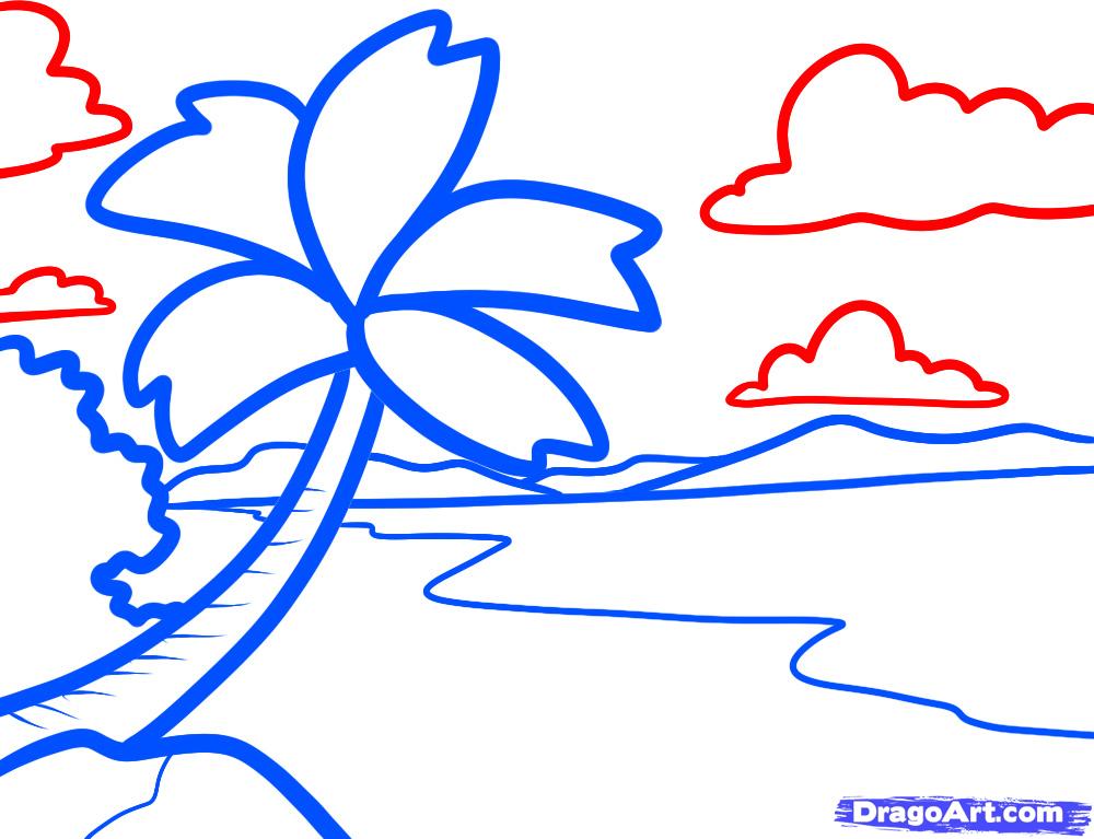 1000x767 How To Draw A Beach For Kids, Step