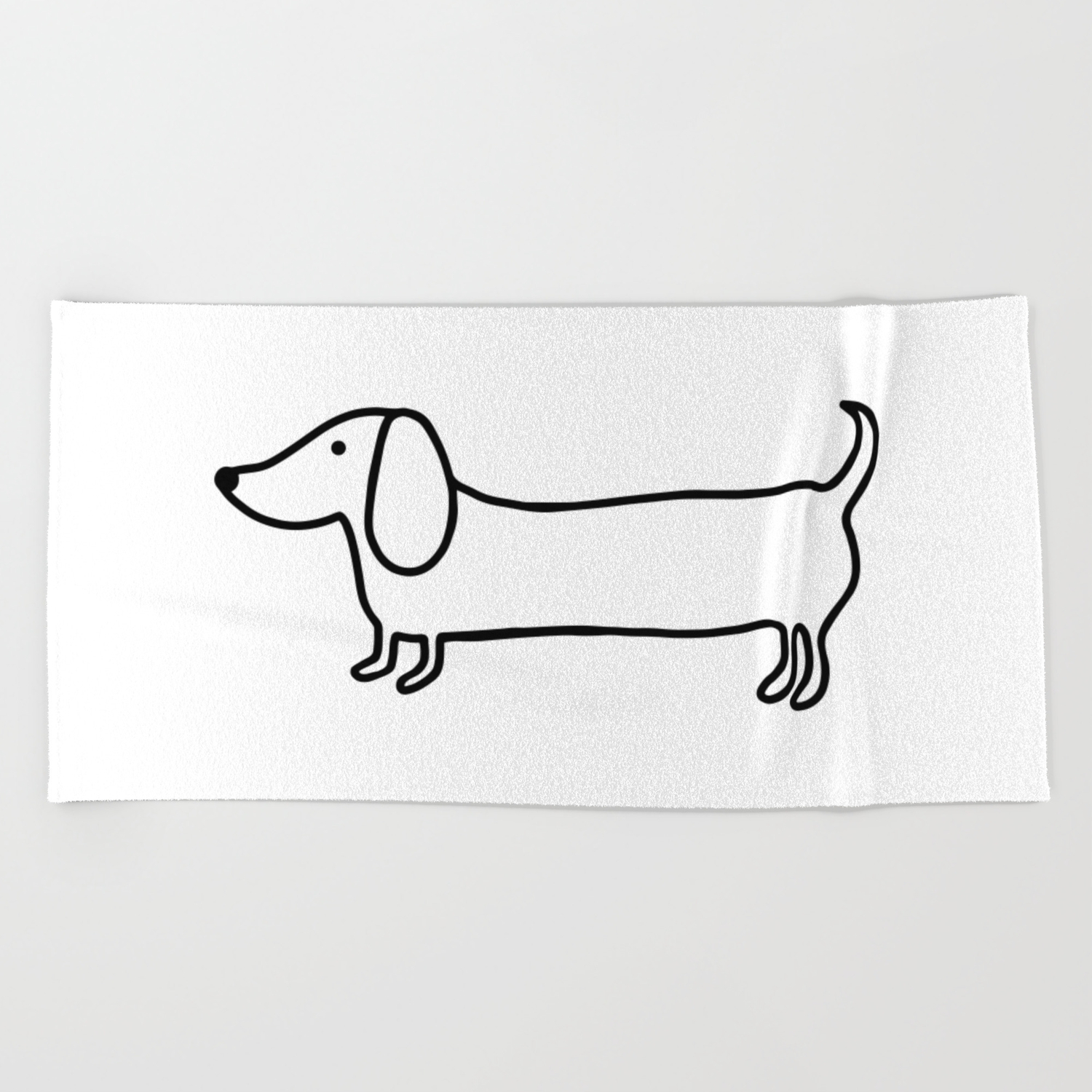 1500x1500 Simple Dachshund Black Drawing Beach Towel
