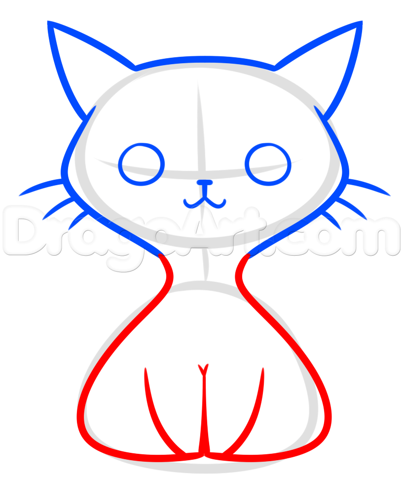 817x966 Kawaii Black Cat Drawing Lesson, Step