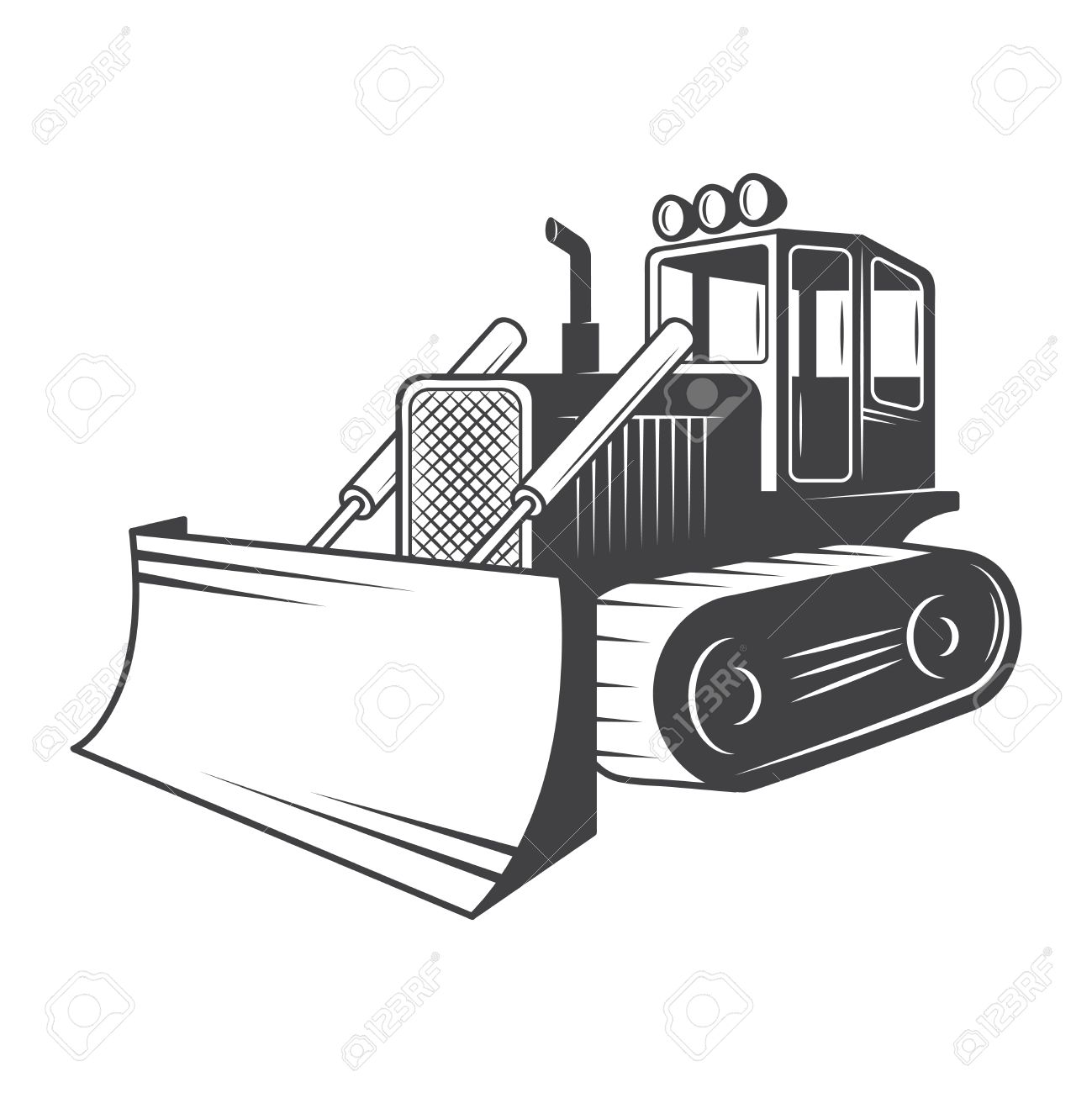 1299x1300 Bulldozer Clipart Black And White