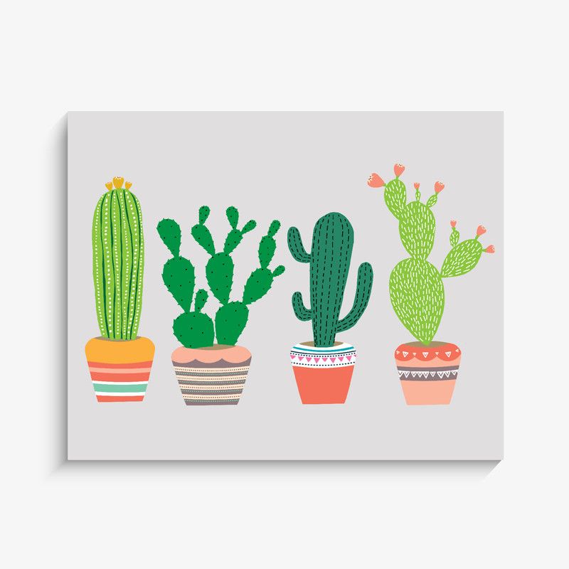 800x800 Cactus Garden Art Print Simple Painting Cactus Art, Garden Art
