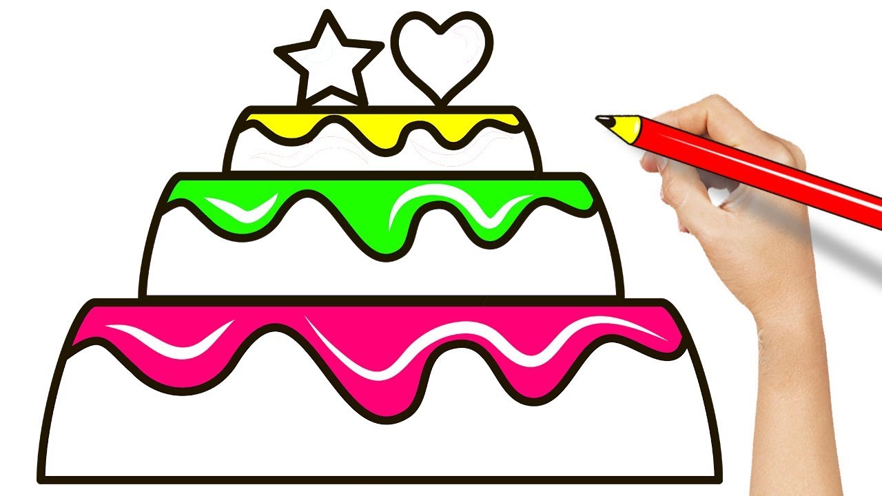 1280x720 How To Draw Cake With Heart And Star