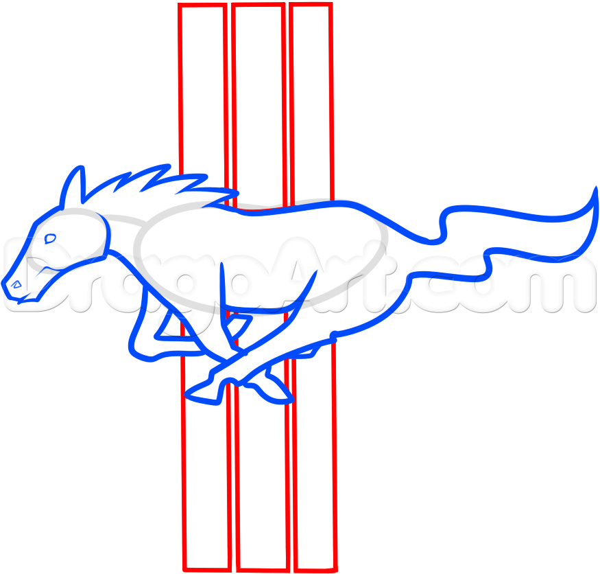 875x836 How To Draw The Mustang Logo, Step
