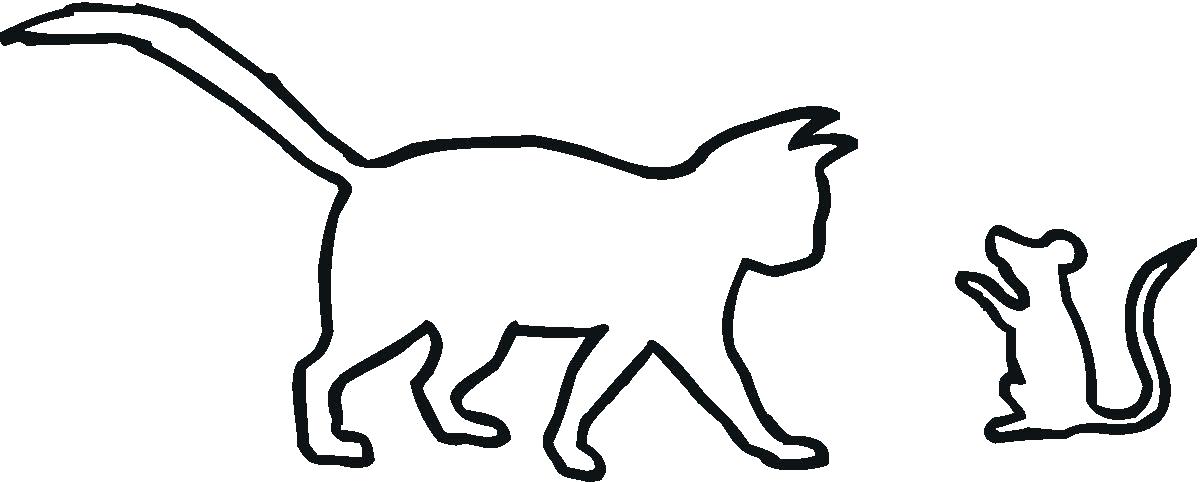 1200x482 Cat Drawing Outline Cat And A Mouse Outline Coloring Online Super