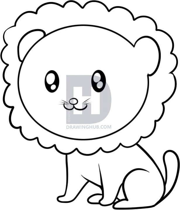 616x720 How To Draw A Lion For Kids, Step