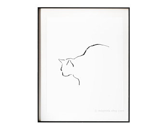 340x270 Simple Cat Sketch Etsy