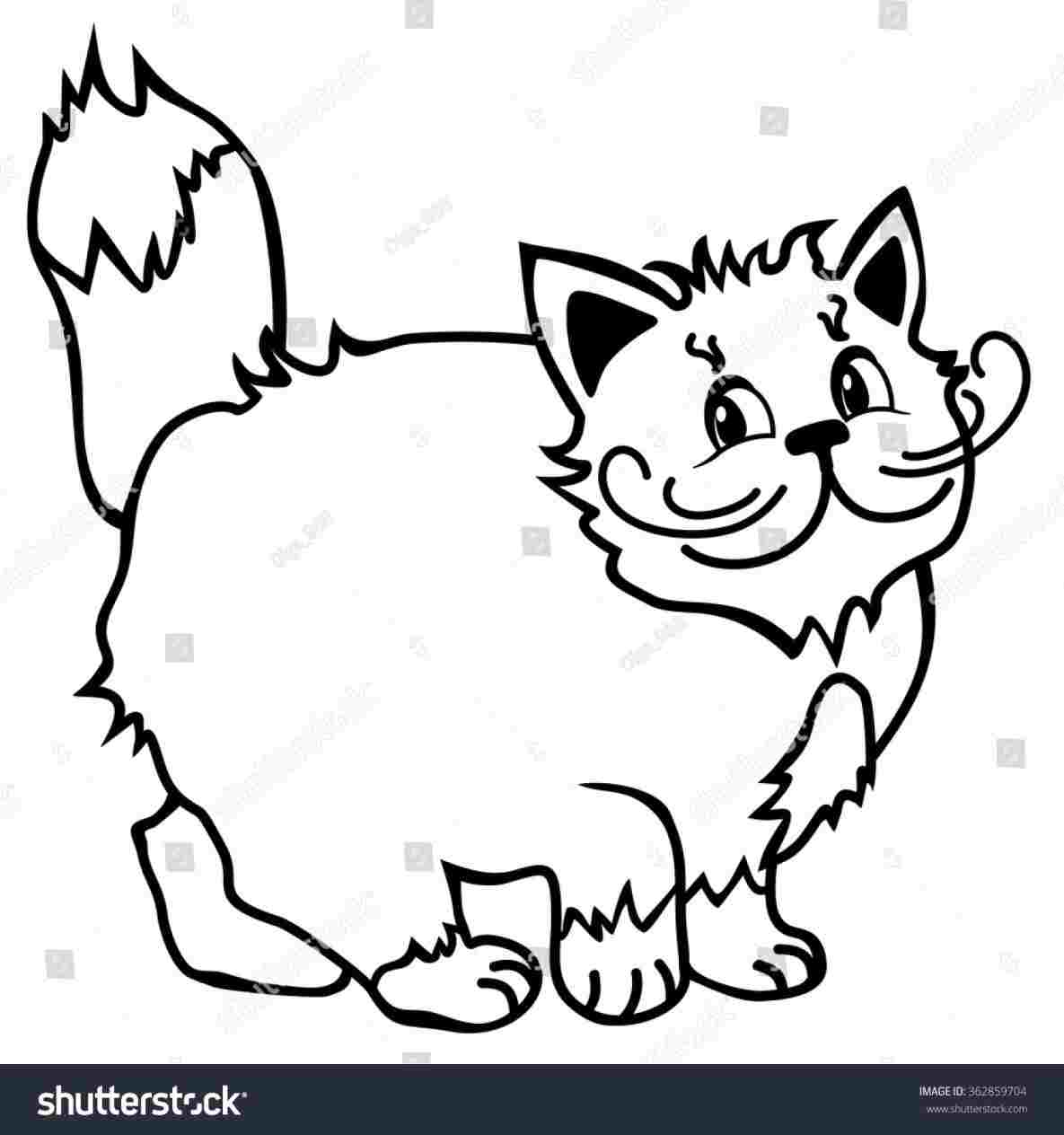 1185x1264 Simple Cute Cat Line Drawing Smiling Stock Vector Royalty Free