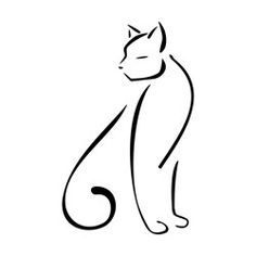 Simple Cat Line Drawing | Free download on ClipArtMag