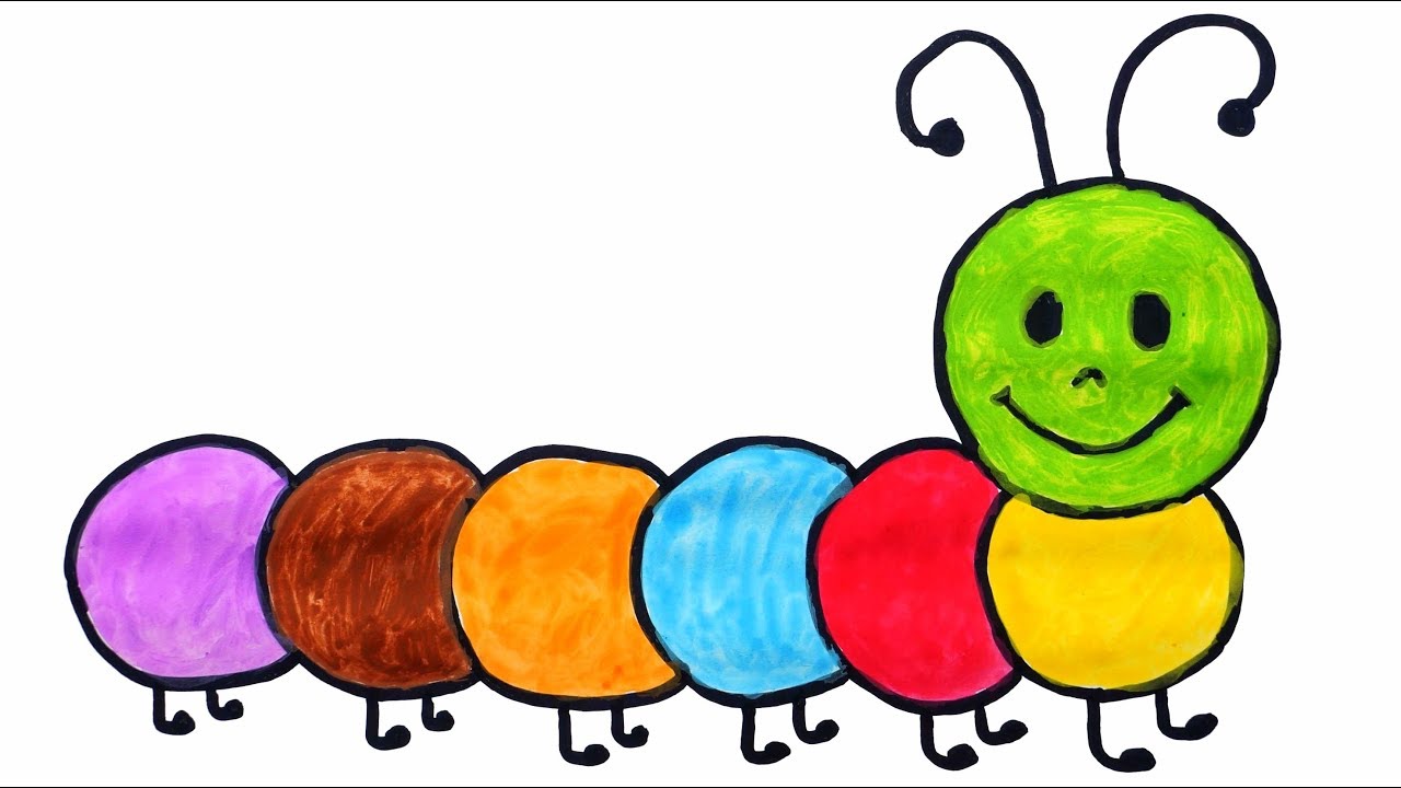 1280x720 how to draw and color caterpillar for kids caterpillar coloring