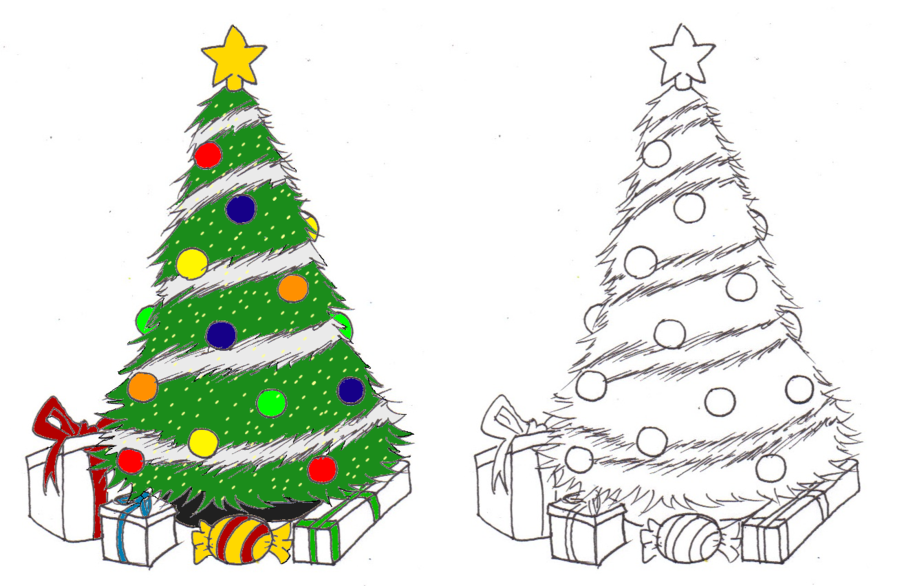 900x586 Cute Christmas Tree Drawing