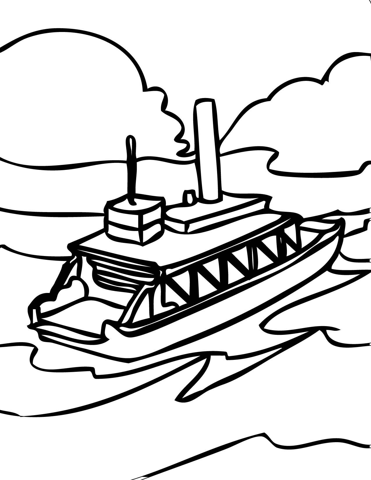 1275x1650 Simple Bus Coloring Pages With Paddle Boat Drawing At Getdrawings