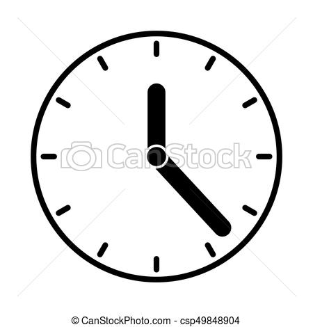 450x470 Simple Clock Icon Black On White Background Vector Clipart