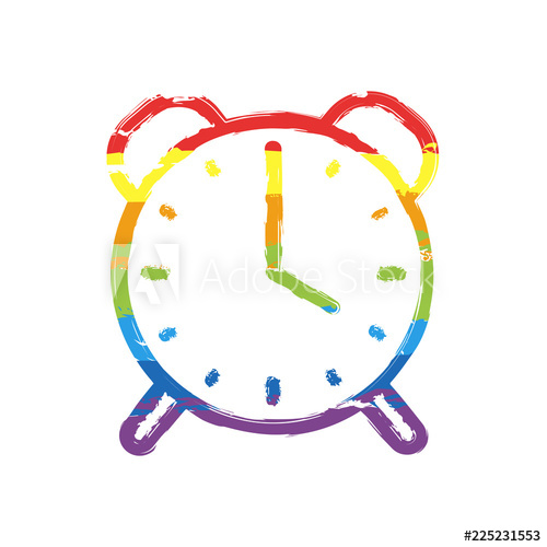 500x500 Old Alarm Clock, Simple Icon, Linear Symbol With Thin Outline