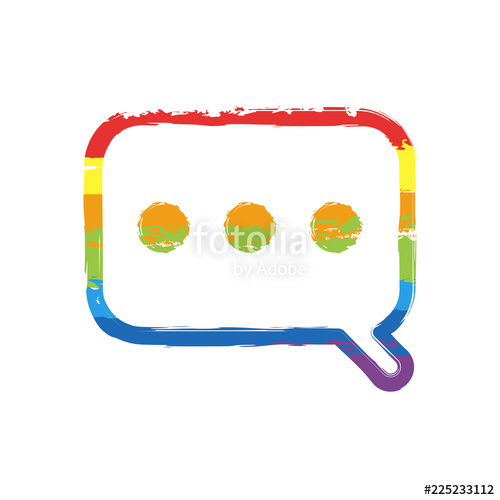 500x500 Simple Text Cloud Linear, Thin Outline Drawing Sign With Lgbt