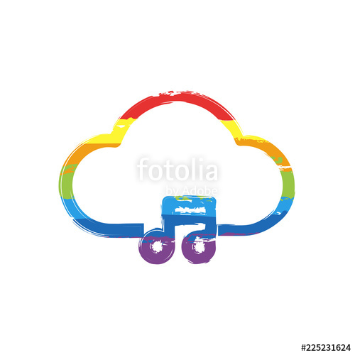 500x500 Cloud Music Library, Striming Simple Linear Icon With Thin