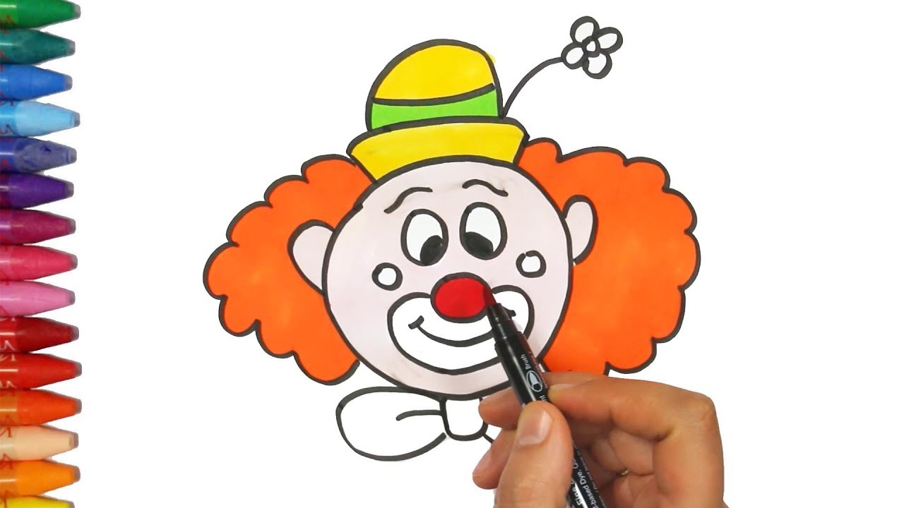 1280x720 Funny Clown Drawing And Coloring How To Draw And Color Kids Tv