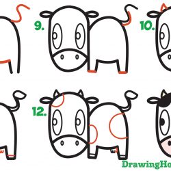 250x250 Cow Drawing Sketch Pencil Simple Head Cartoon With Colour I