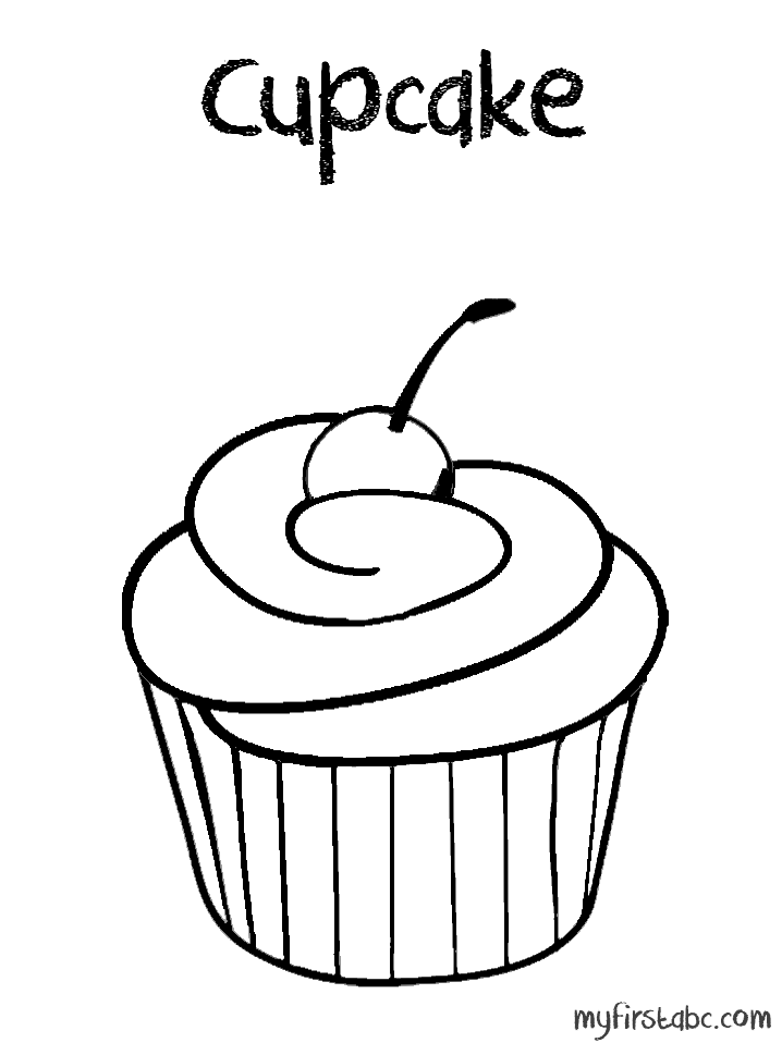718x958 Simple Cupcake Coloring Pages