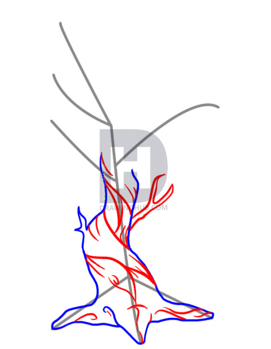 560x720 How To Draw A Dead Tree, Step