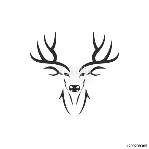 500x500 Simple Silhouette Of Stag Deer Antlers Head Stock Image
