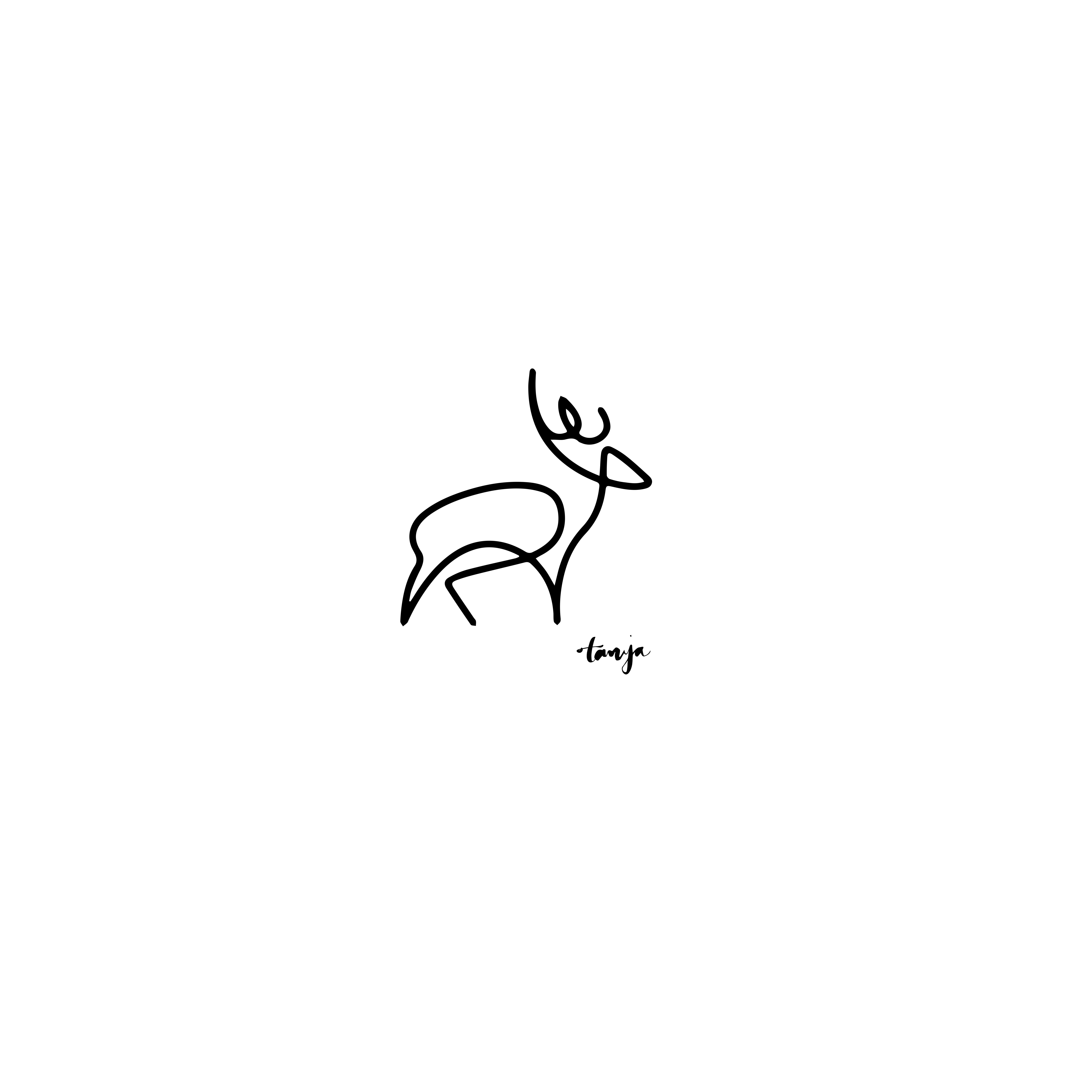 6615x6615 Deer One Line Inc Art Tattoos, Watercolor Paintings, Drawings