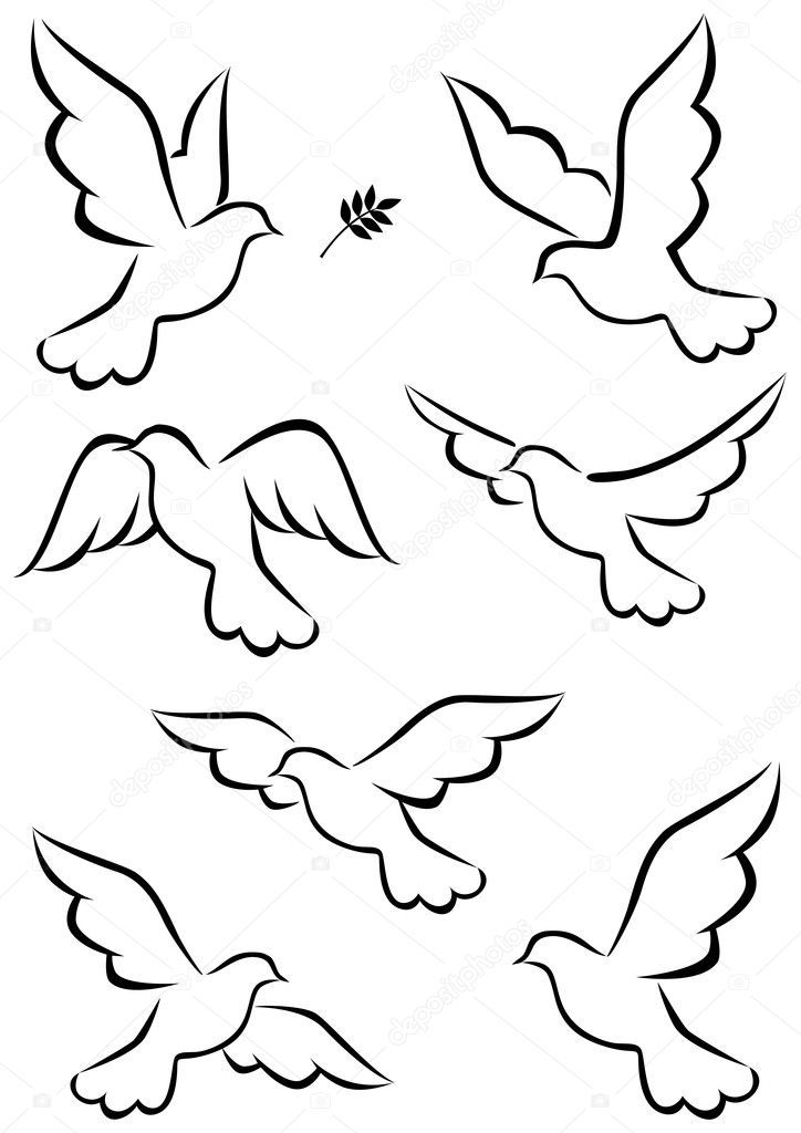724x1024 Vector Illustration Of Flight Of Dove Chip Carving Simple Line