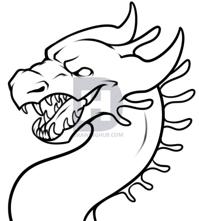 650x720 How To Draw A Simple Dragon Head, Step