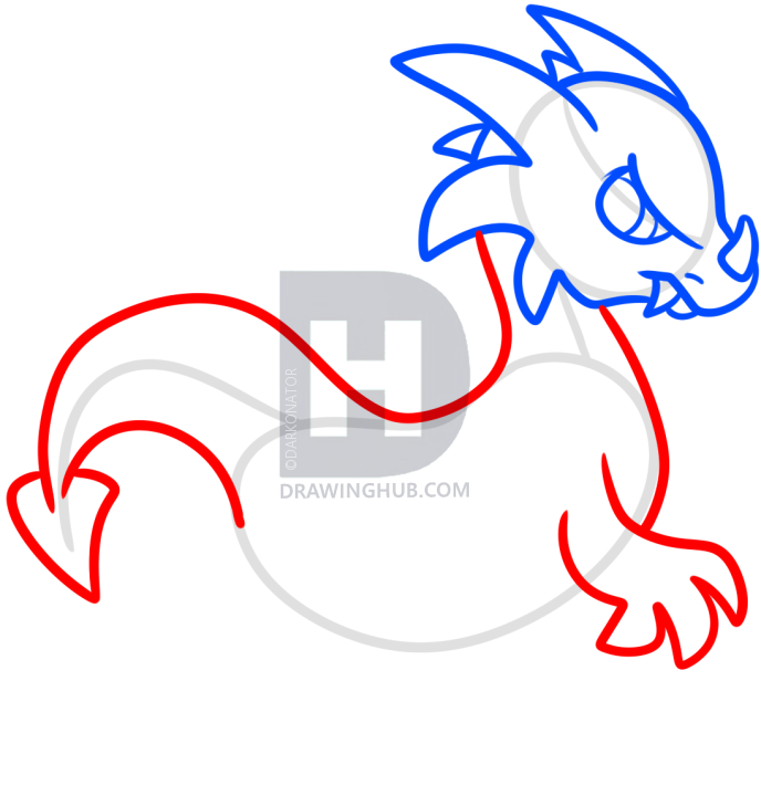 688x720 How To Draw A Simple Dragon, Step