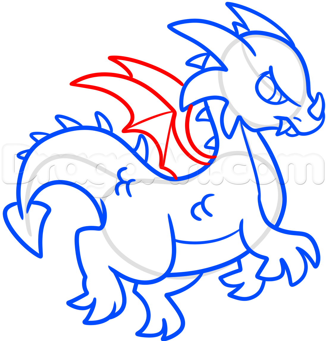 1096x1146 How To Draw A Simple Dragon, Step
