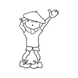 160x160 Doodle Boy Simple Children's Coloring Page, Children's Drawing