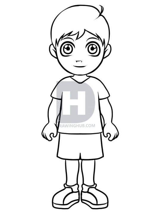 518x720 How To Draw A Simple Boy, Step